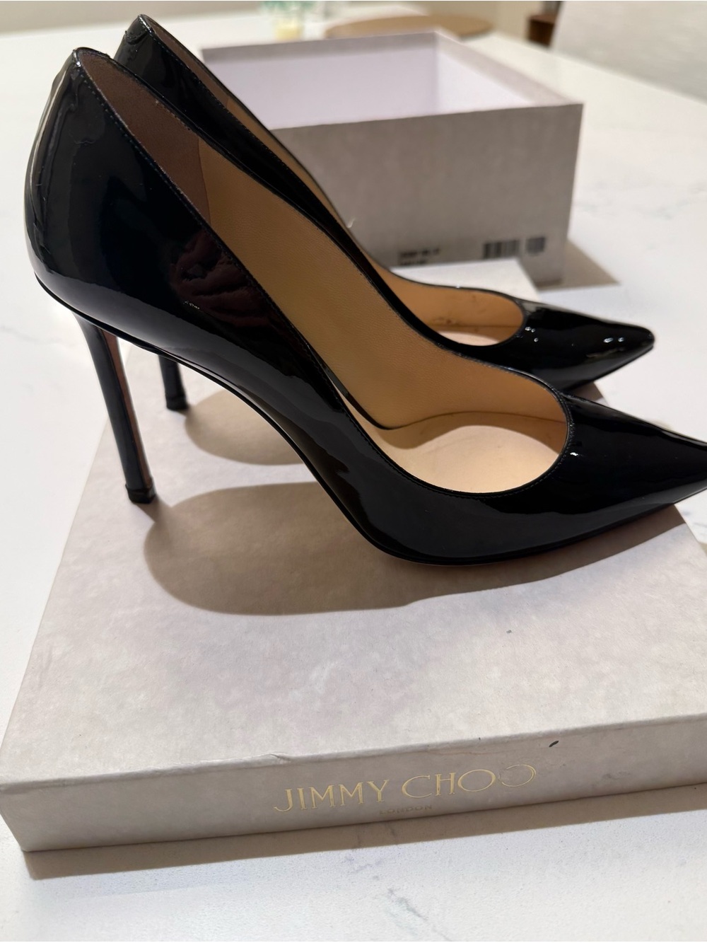 Jimmy Choo Black Patent Pointed-Toe Stilettos